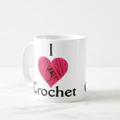 私はかぎ針編みのマグを愛します コーヒーマグカップ (正面左)