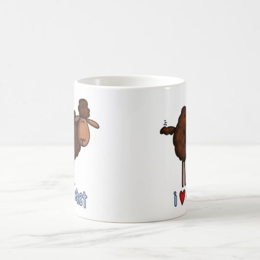 私はかぎ針編みのマグを愛します コーヒーマグカップ (中央)