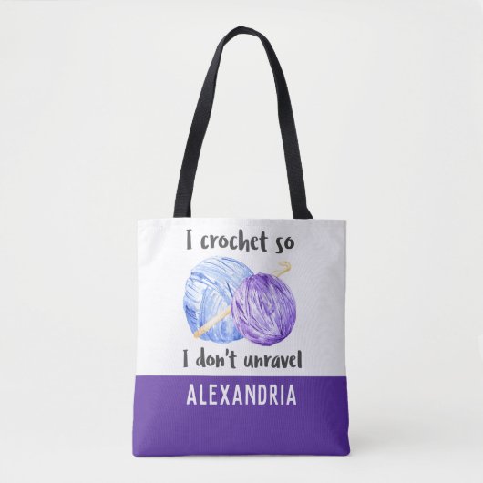 私はかぎ針編みをして、私は引用文 トートバッグ (正面)