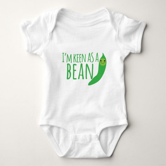 私はかわいいかわいいの帽子を持つ豆鋭敏です ベビーボディスーツ (正面)