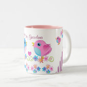 私はかわいいひな鳥が付いている私の祖母のマグを愛します ツートーンマグカップ (正面右)