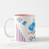 私はかわいいひな鳥が付いている私の祖母のマグを愛します ツートーンマグカップ (左)