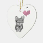 私はかわいいヨークシャーテリア犬のオーナメントを愛します セラミックオーナメント (左)