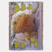 私はかわいい髭があるドラゴンおよびハート愛します スローブランケット (正面縦)