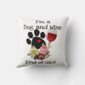 私はが付いている枕犬およびワインの一種の女の子です クッション (裏面)