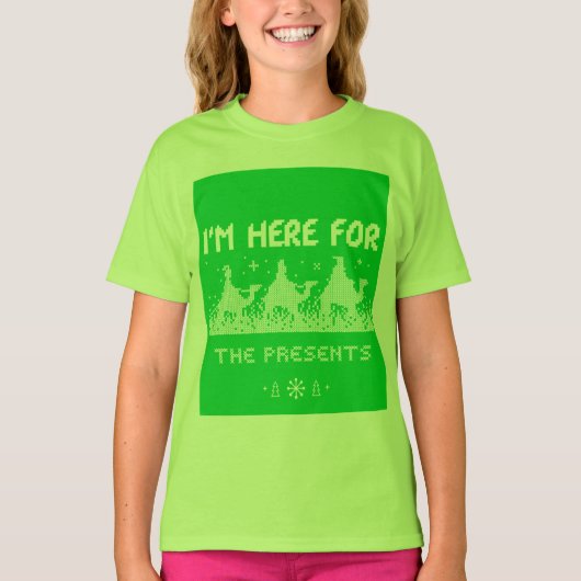 私はここでプレゼント Tシャツ (正面)