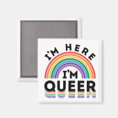 私はここにいる私は同性愛者ゲイプライド月虹 マグネット (正面/裏面)