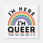 私はここにいる私は同性愛者ゲイプライド月虹 マグネット (正面)