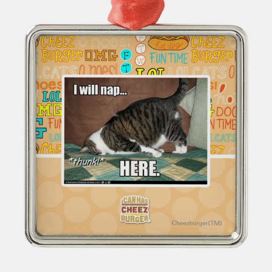 私はここにうたた寝します メタルオーナメント (正面)