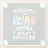 私はここにシャツの男性の女性の子供Vに私のゲームを一時停止 ガラスコースター (裏面)