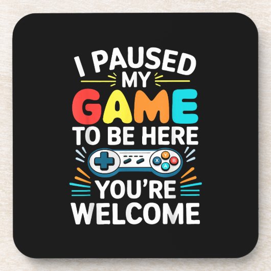私はここにシャツの男性の女性の子供Vに私のゲームを一時停止 コースター (正面)