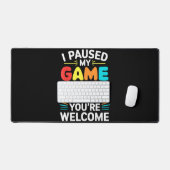 私はここにシャツの男性の女性の子供Vに私のゲームを一時停止 デスクマット (キーボード&マウス)