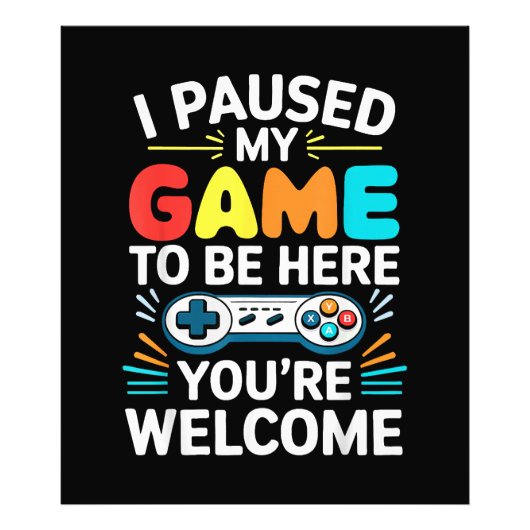 私はここにシャツの男性の女性の子供Vに私のゲームを一時停止 フォトプリント            (正面)