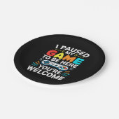 私はここにシャツの男性の女性の子供Vに私のゲームを一時停止 ペーパープレート (アングル)