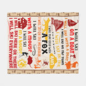 私はここやそこでスキーの雪上競技をする フリースブランケット (正面(横))