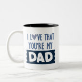 私はことあなたは私のパパの単語の芸術のマグ愛します ツートーンマグカップ (左)