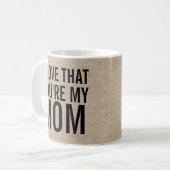 私はことあなたは素朴な私のお母さんのバーラップのリネンジュート愛します コーヒーマグカップ (正面左)