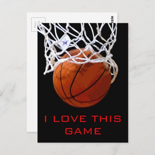 私はこのゲームバスケットボールが大好やる気を起こさせるき ポストカード (正面/裏面)