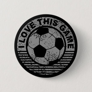 私はこのゲーム-グランジなサッカー/フットボール--を愛します 缶バッジ