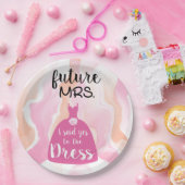 私はこのドレスの花嫁にyesを言ったブライダルシャワーピンク ペーパープレート (パーティー)