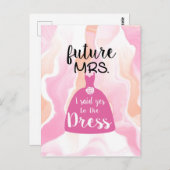 私はこのドレスの花嫁にyesを言ったブライダルシャワーピンク ポストカード (正面/裏面)