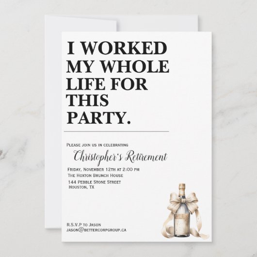 私はこのパーティーのために一生働いた 招待状 (正面)