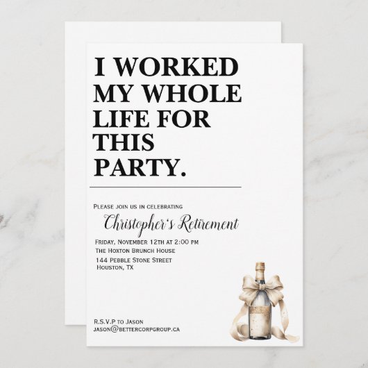 私はこのパーティーのために一生働いた 招待状 (正面/裏面)