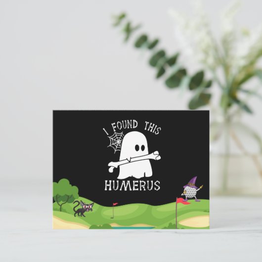 私はこの上腕骨ハロウィーンジョークゴルファーを見つけた ポストカード (スタンド正面)