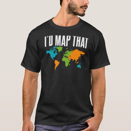 私はこの地理学者の地図を先生する Tシャツ (正面)