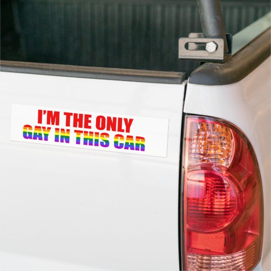 私はこの車の中で唯一のゲイであるLGBTのユーモアおもしろいジョーク バンパーステッカー (トラック上)
