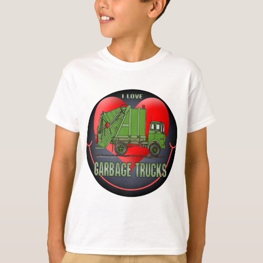 私はごみ収集車の子供のTシャツを愛します Tシャツ (正面)