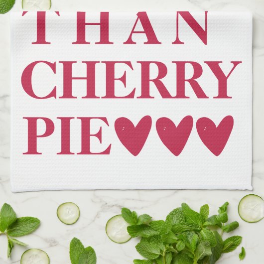 私はさくらんぼパイよりも愛し – かわいい キッチンタオル (折り畳み)