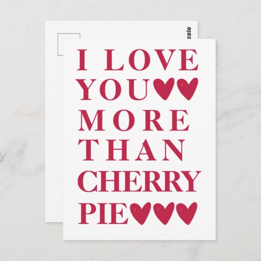 私はさくらんぼパイよりも愛し – かわいい ポストカード (正面/裏面)