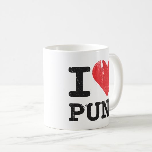 私はしゃれのクラシックで白いマグを愛します コーヒーマグカップ (正面右)
