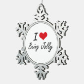 私はすてきで芸術的なデザインであることを愛します スノーフレークピューターオーナメント (右)