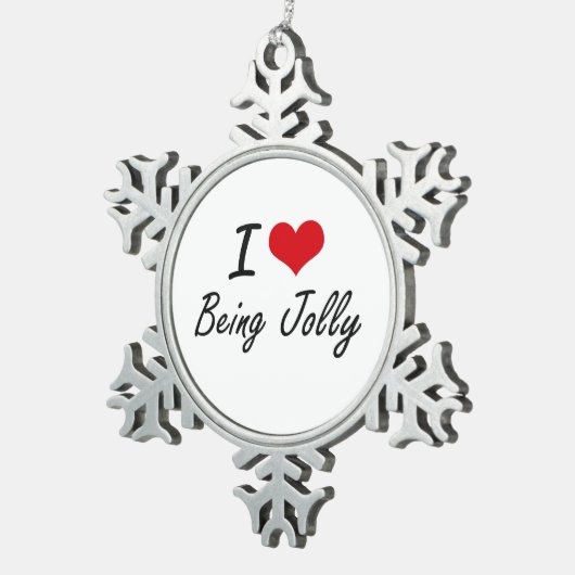 私はすてきで芸術的なデザインであることを愛します スノーフレークピューターオーナメント (右)