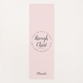 私はすべての事ができる赤面ピンクヨガ祈りの言葉 ヨガマット