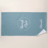 私はすべての事をブルーグリーンヨガビーチ ビーチタオル (正面)