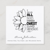 私はすべての事を行うことができる聖書の引用文花 スクエア名刺 (正面)
