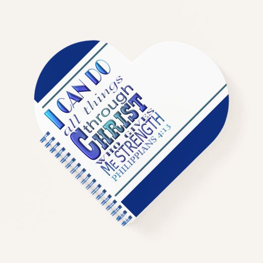 私はすべての事をChrist Blue文字を介して行うことができる ノートブック (正面)