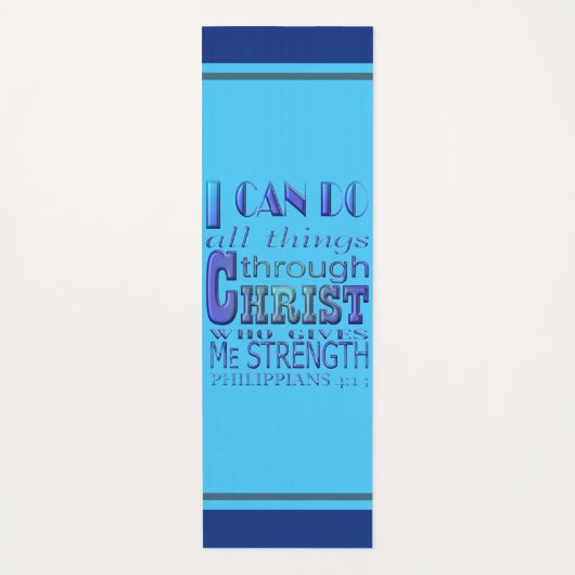 私はすべての事をChrist Blue文字を介して行うことができる ヨガマット (正面)