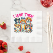 私はすべての犬を愛する犬のオーナーペットラバー 縁ありランチョンナプキン (インサイチュ)