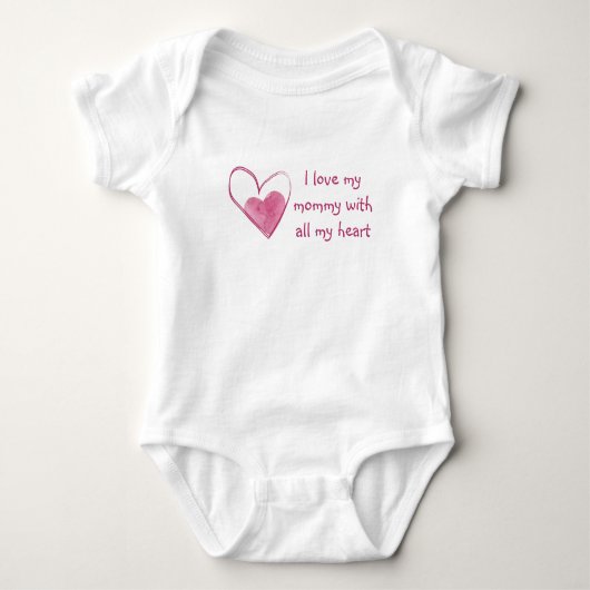 私はすべての私のハートで私のママを愛する – Pink ベビーボディスーツ (正面)
