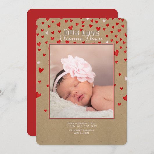 私はすべての私のハートの写真の誕生との発表します愛します 案内状 (正面/裏面)