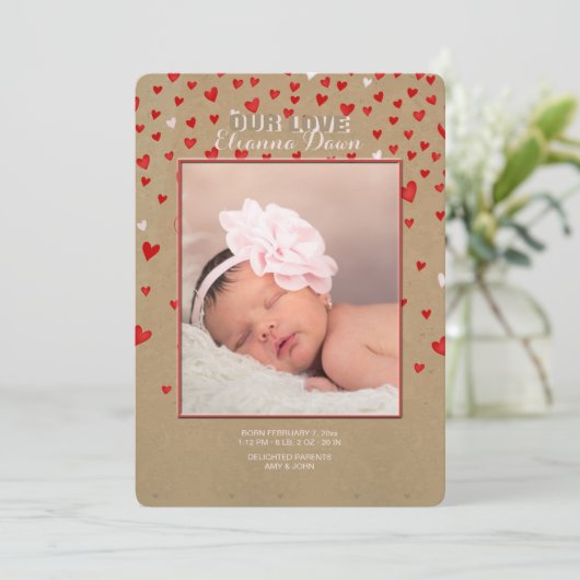 私はすべての私のハートの写真の誕生との発表します愛します 案内状 (スタンド正面)