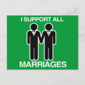 私はすべての結婚を平等にサポートゲイ- ポストカード (正面)