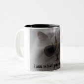 私はそこにしたことを見ます ツートーンマグカップ (正面左)