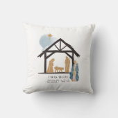 私はそこにワイズマン出生シーンのクリスマス クッション (正面)