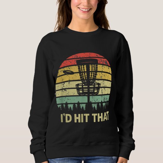 私はそのディスクゴルフレトロフリスビーおもしろいデザイン スウェットシャツ (正面)