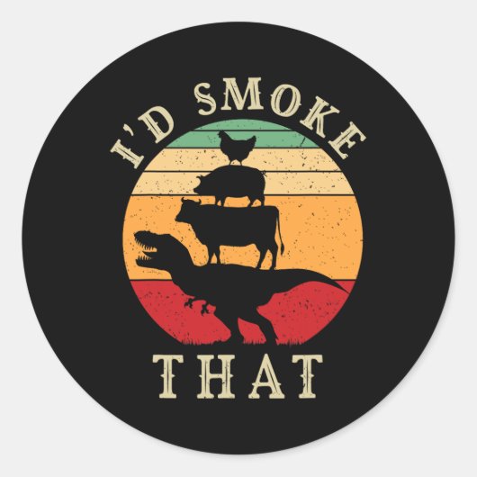 私はそのバーベキューのヴィンテージ肉おもしろいの喫煙者グリルを吸う ラウンドシール (正面)